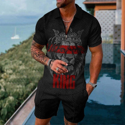 Men’s Fashion Casual Zipper Short Sleeve Suit – Summer Outfit