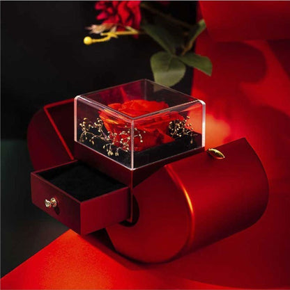 Red Apple Jewelry Box – Eternal Rose Gift for Women