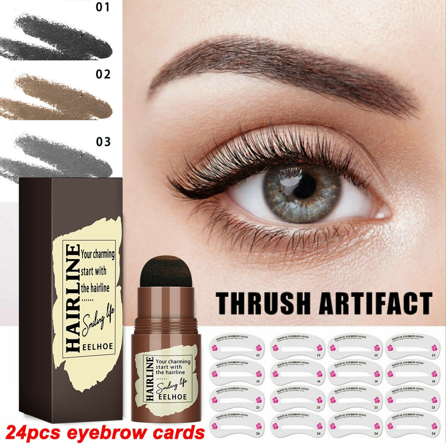 Eyebrow Stamp & 24PC Stencil Kit