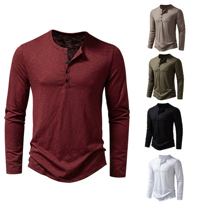 Men’s Solid Color Long Sleeve T-Shirt – Casual Pullover Top