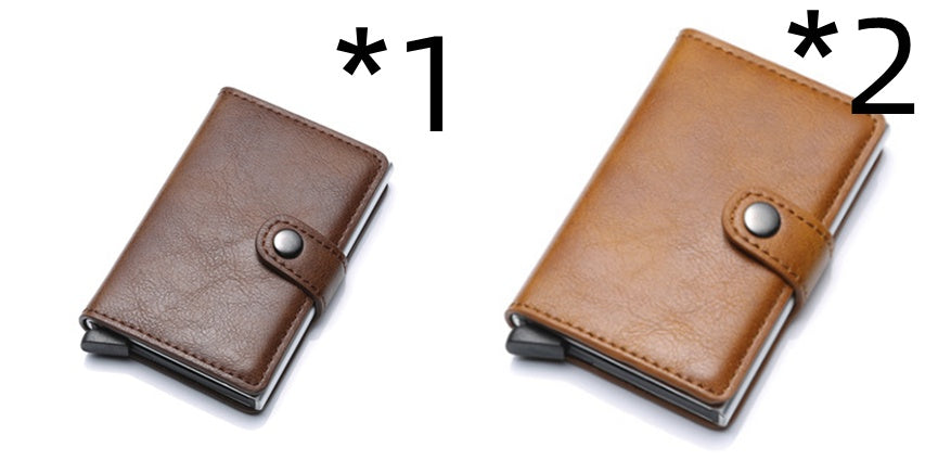 RFID Vintage Men’s Wallet – Aluminum Card Holder with Leather Cover