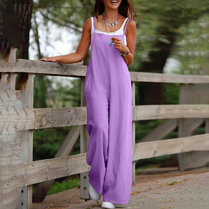 Plus Size Women’s Sleeveless Casual Jumpsuit with Pockets