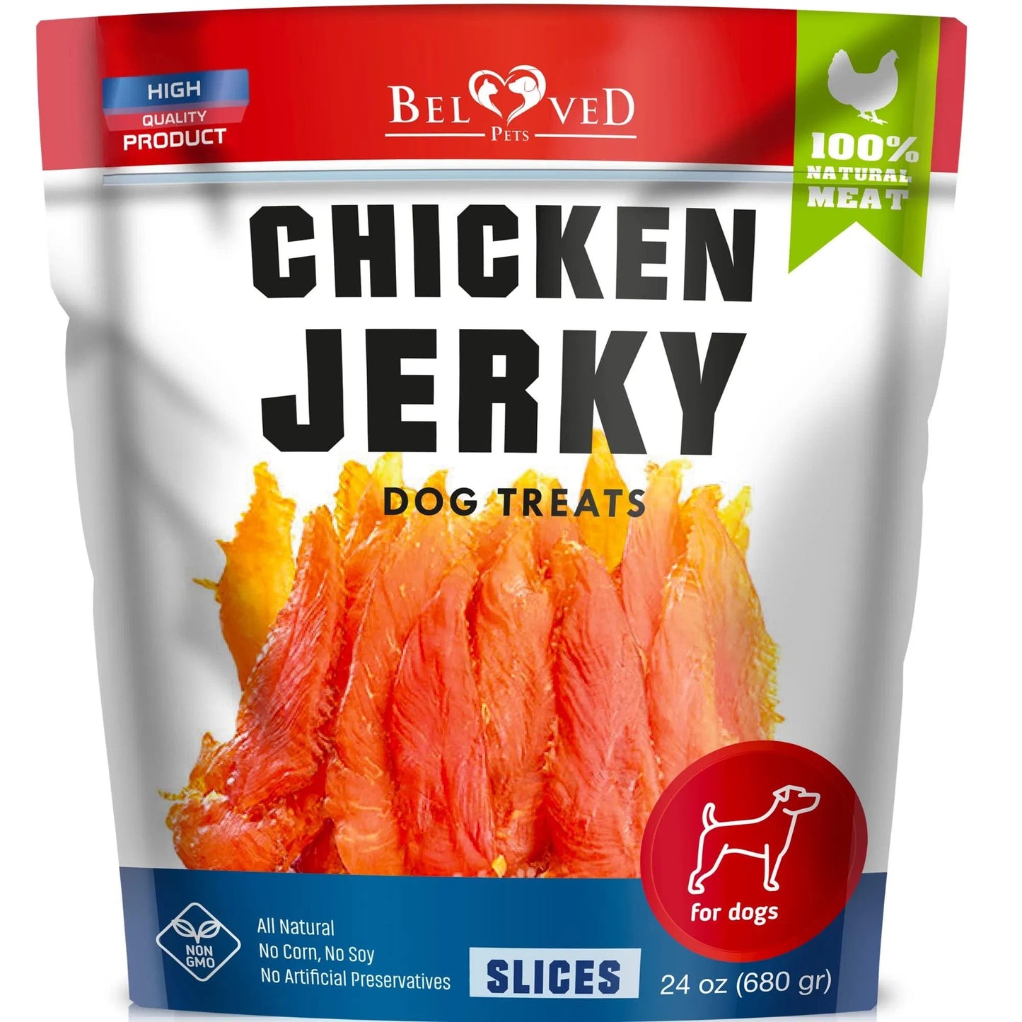Chicken Jerky Dog Treats – All Natural Grain-Free High Protein Pet Snacks (1.5 lb)