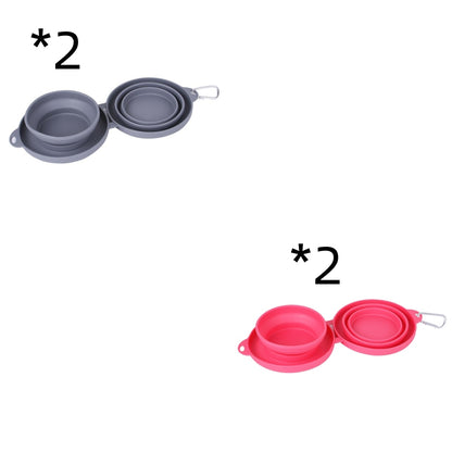 Foldable Double Rubber Pet Feeding Bowl for Dogs & Cats