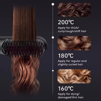2-in-1 Wireless Hair Straightener Comb – Portable USB Hot Curler