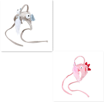 Head-Wear Feather Cat Toy Stick