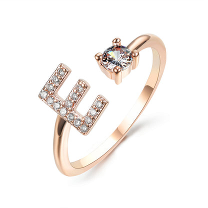 Adjustable Initial Letter Ring for Women – Elegant Fashion Jewelry