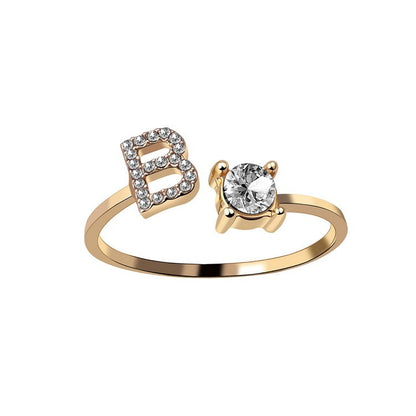 Adjustable Initial Letter Ring for Women – Elegant Fashion Jewelry