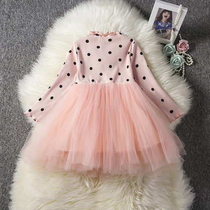 "Baby Girl Lace Tutu Dress Long Sleeve Party Outfit for Birthday or Christening"