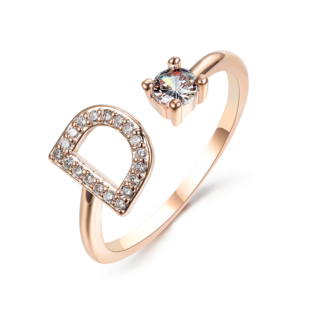 Adjustable Initial Letter Ring for Women – Elegant Fashion Jewelry
