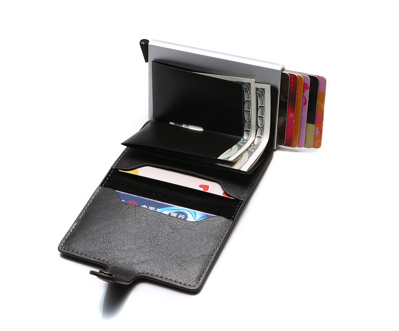 RFID Vintage Men’s Wallet – Aluminum Card Holder with Leather Cover
