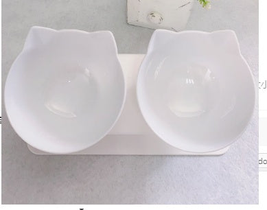 Non-Slip Double Cat & Dog Bowl with Raised Stand – Transparent Pet Feeder for Healthy Eating & Cervical Protection