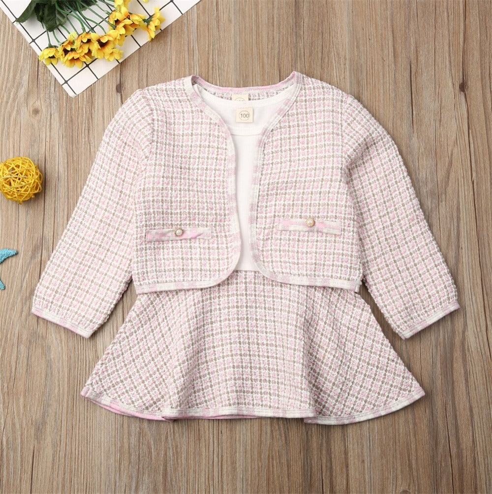 "Baby Girl 2-Piece Long Sleeve Dress Outfit Kids Suit"