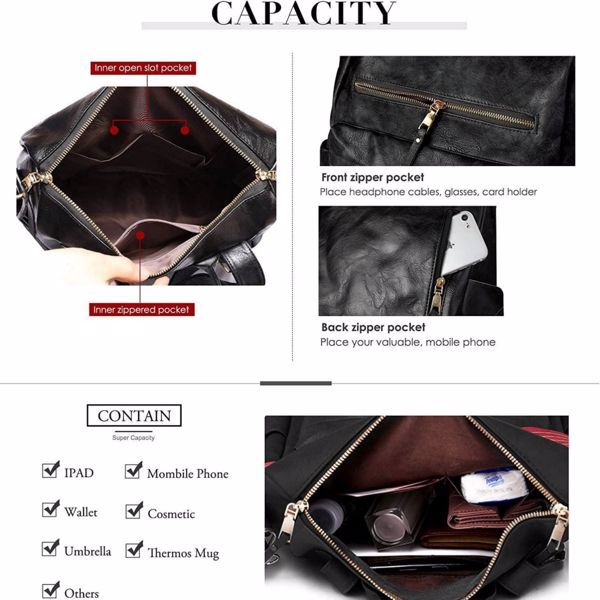 PU Leather Backpack – Stylish Casual Travel Bag for Women