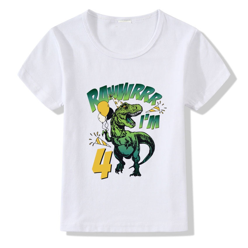 "Kids Birthday Number T-Shirt 1-9 Cotton Party Top"