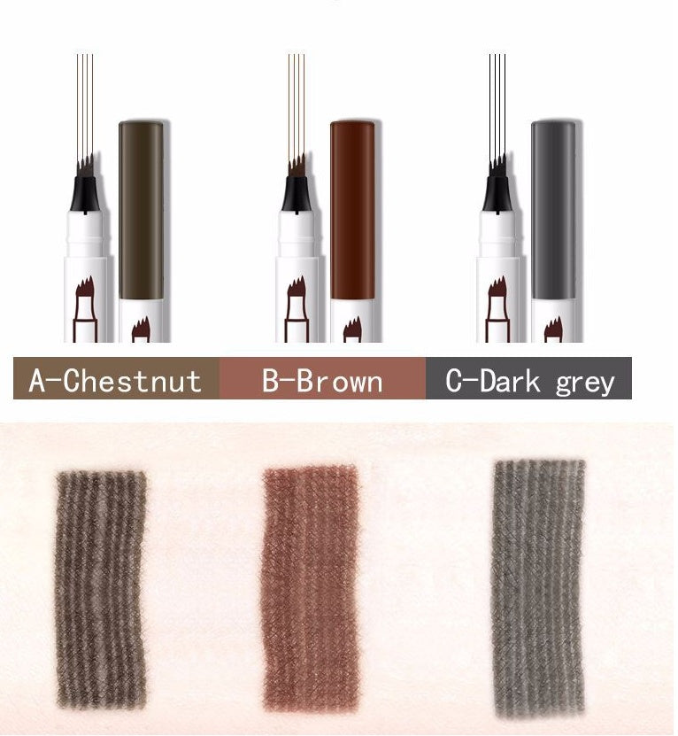 Waterproof 4-Claw Eyebrow Pen – Natural Fork Tip Tattoo Brow Pencil