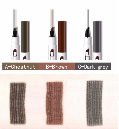 Waterproof 4-Claw Eyebrow Pen – Natural Fork Tip Tattoo Brow Pencil