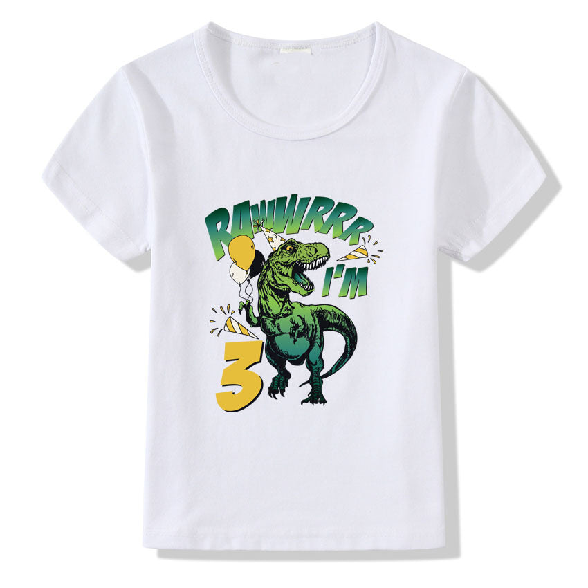 "Kids Birthday Number T-Shirt 1-9 Cotton Party Top"