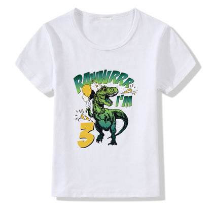 "Kids Birthday Number T-Shirt 1-9 Cotton Party Top"