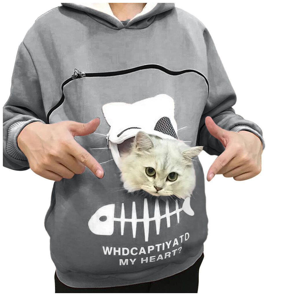 Women’s Hoodie Sweatshirt with Cat Pocket Design