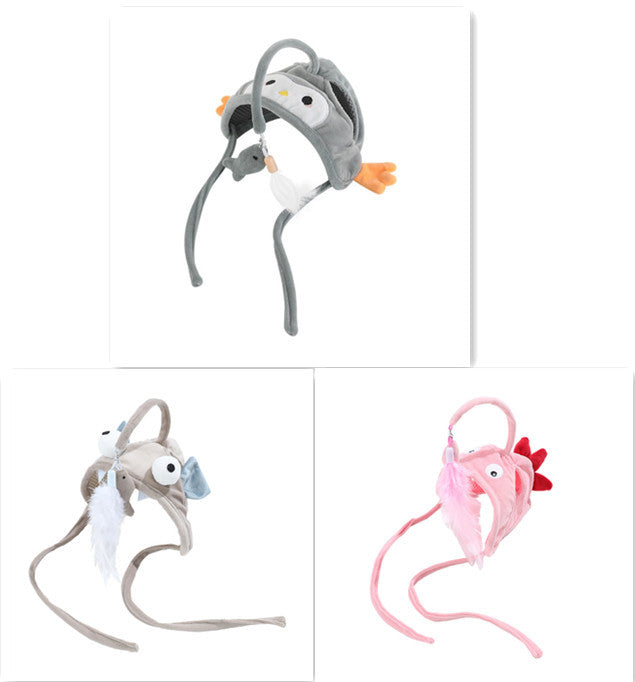 Head-Wear Feather Cat Toy Stick