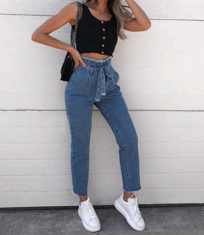 Women’s High-Waisted Washed Pencil Jeans