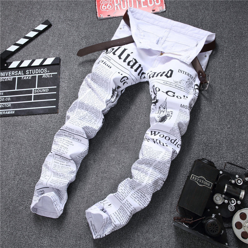 Men’s Newspaper Print Jeans