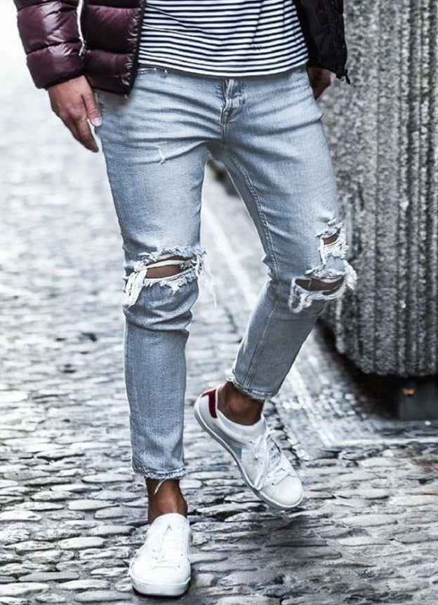 Men’s Ripped Skinny Streetwear Jeans