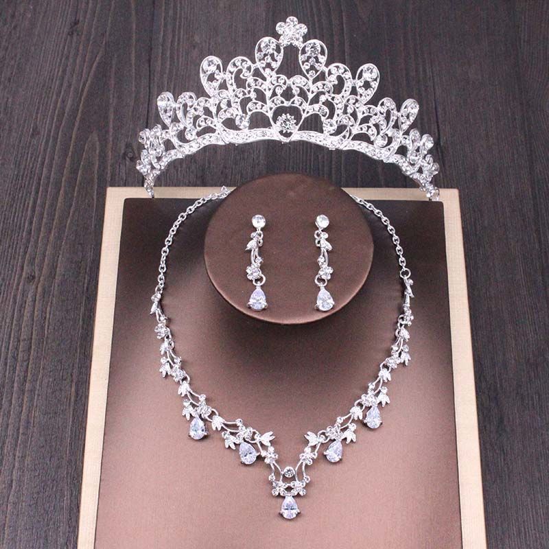 Bridal Rhinestone Crown & Necklace Set