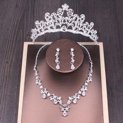 Bridal Rhinestone Crown & Necklace Set