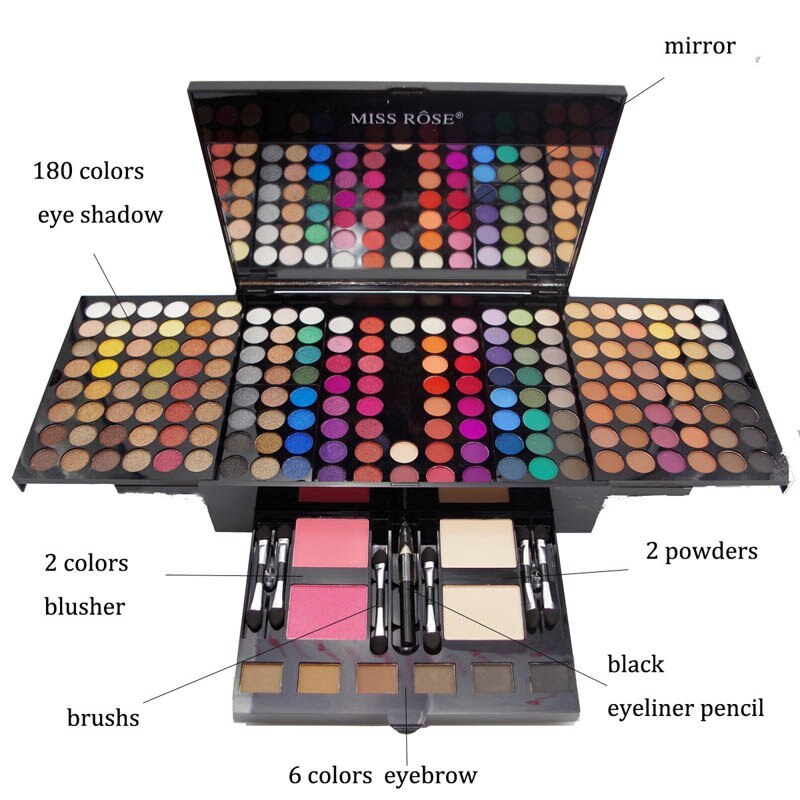 "180 Colors Eyeshadow & Blush Makeup Palette Piano Shape Box"