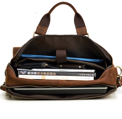 Men’s Retro Cowhide Leather Laptop Briefcase – 15.6" Business Bag