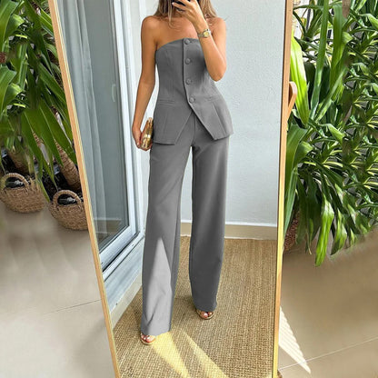 Women’s Tube Top & Straight Pants Set