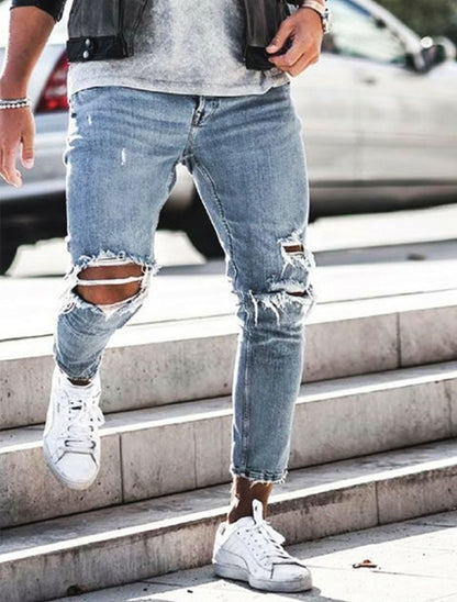 Men’s Ripped Skinny Streetwear Jeans