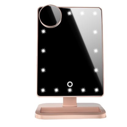 "Touch Screen Makeup Mirror with LED Lights, Bluetooth Speaker & 10X Magnifying Mirror"