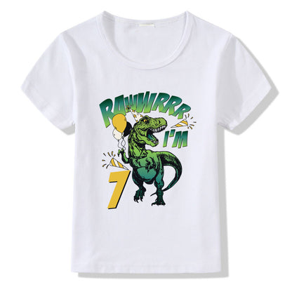 "Kids Birthday Number T-Shirt 1-9 Cotton Party Top"