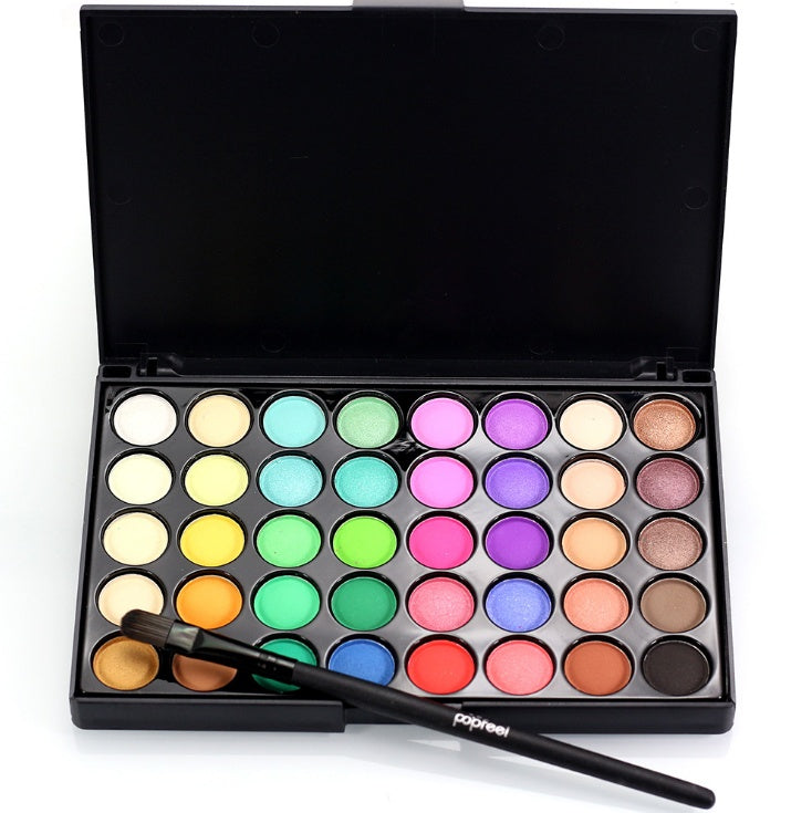 Matte & Glitter Eyeshadow Palette with Brush Set