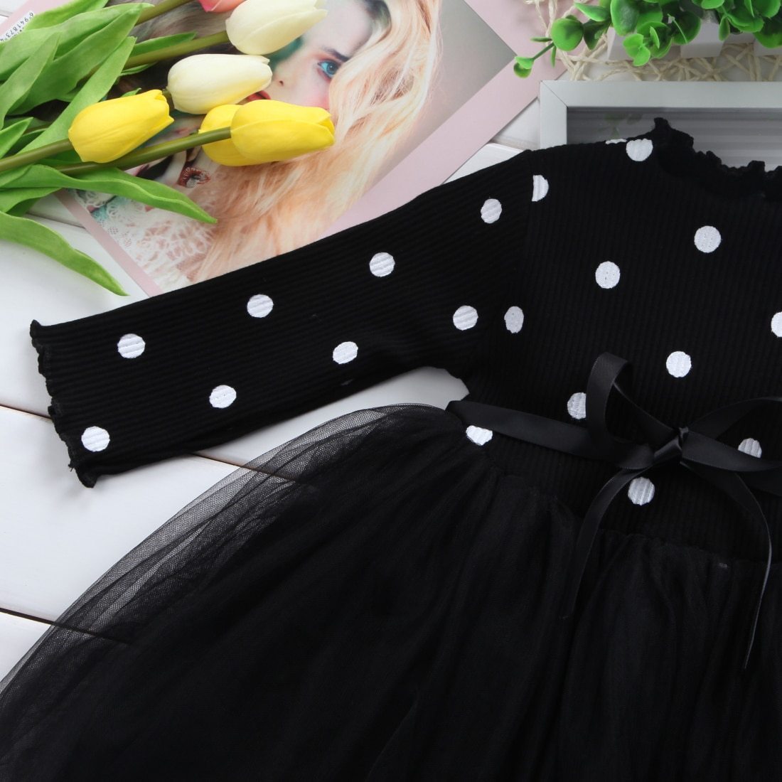 "Baby Girl Lace Tutu Dress Long Sleeve Party Outfit for Birthday or Christening"