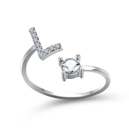 Adjustable Initial Letter Ring for Women – Elegant Fashion Jewelry