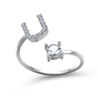 Adjustable Initial Letter Ring for Women – Elegant Fashion Jewelry