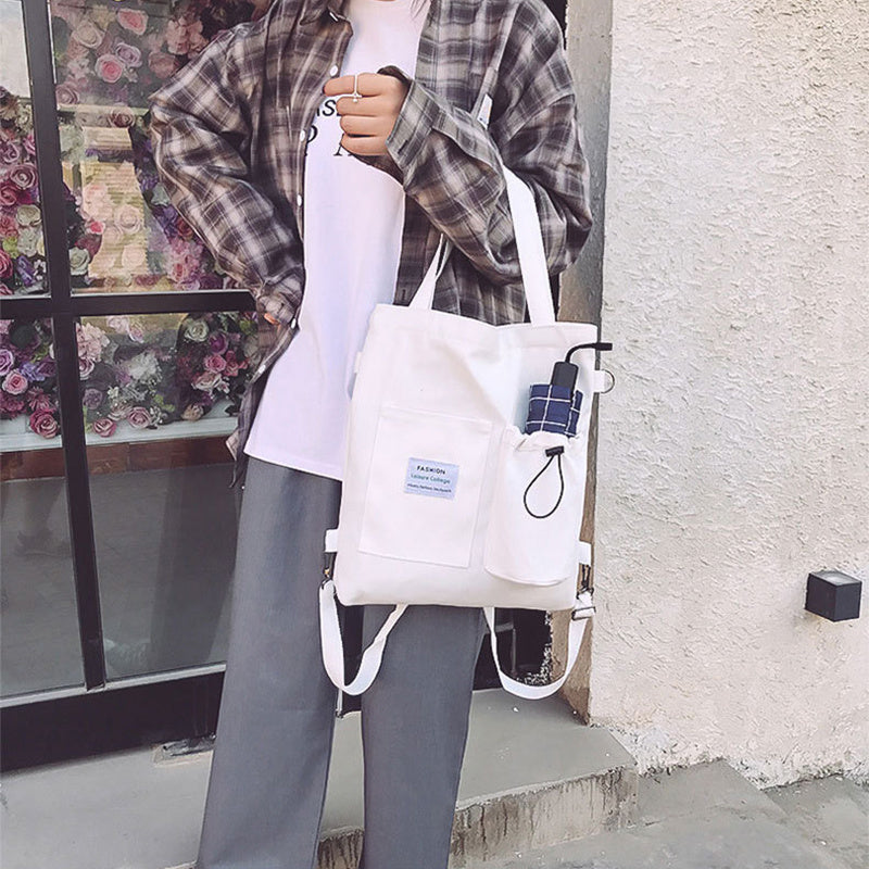 Harajuku Canvas Student Backpack with Pockets
