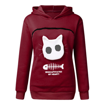 Women’s Hoodie Sweatshirt with Cat Pocket Design