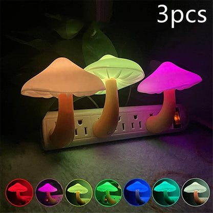 LED Mushroom Night Light – Plug-in Sensor Lamp for Home & Bedroom