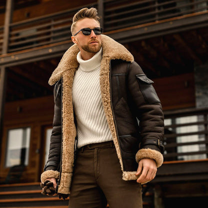 Men’s Military Winter Jacket – Warm Fleece Tactical Coat with Fur Collar