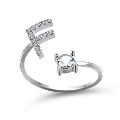 Adjustable Initial Letter Ring for Women – Elegant Fashion Jewelry