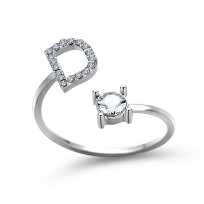 Adjustable Initial Letter Ring for Women – Elegant Fashion Jewelry
