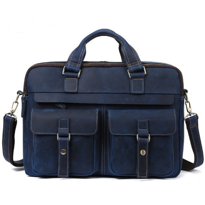 Men’s Retro Cowhide Leather Laptop Briefcase – 15.6" Business Bag