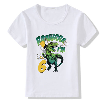 "Kids Birthday Number T-Shirt 1-9 Cotton Party Top"