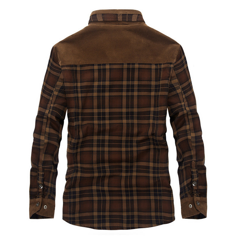 Men's Winter Fleece Jacket – Warm Cotton Plaid Coat