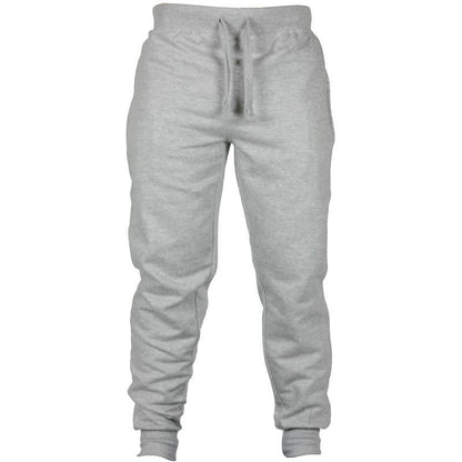 Men’s Solid Color Fleece Pants – Drawstring Casual Joggers